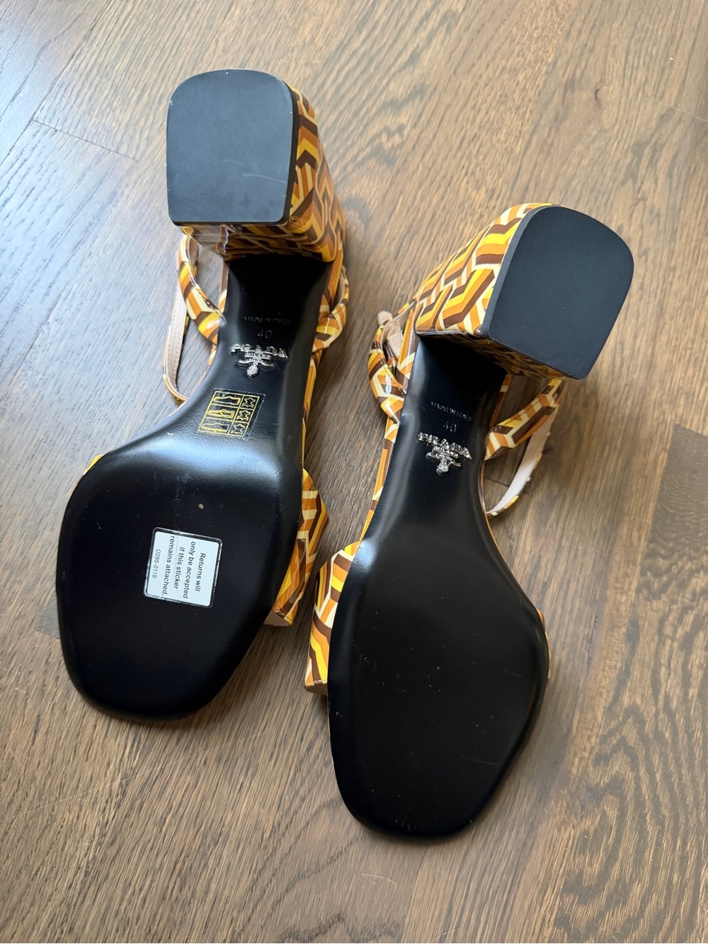 Prada Optical Print Patent Leather Sandals - Picture 6 of 9